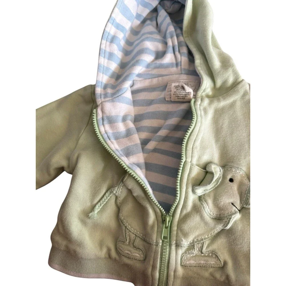 Baby Unisex Light Green Jacket‎ With Elephant 6-9 Months Messages From The Heart